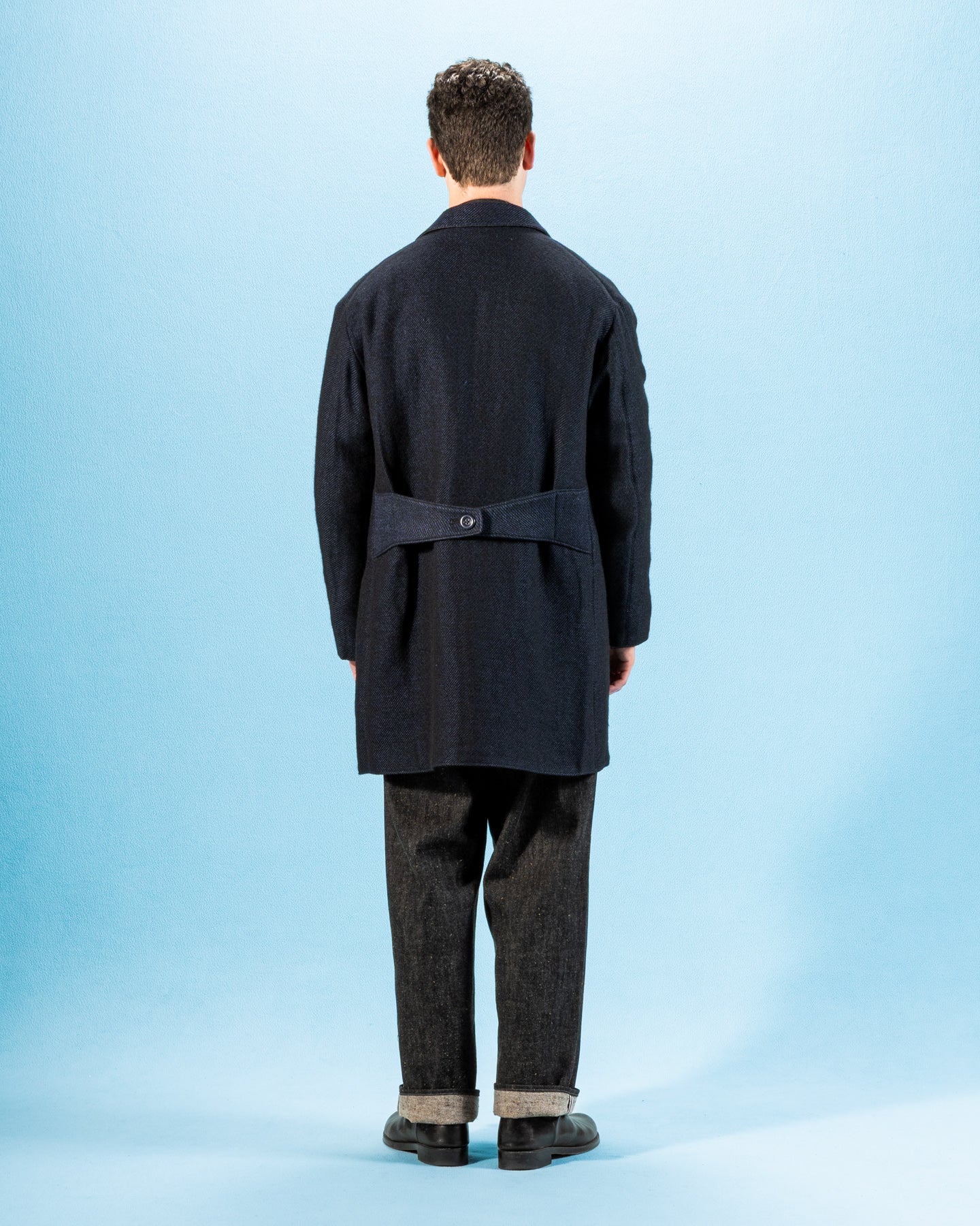 MotivMfg Relaxed Brigadier Coat - Boelite Blue Double Face Tweed - Standard & Strange