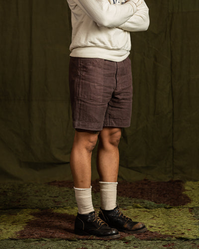 MotivMfg Wide Waistband Shorts - Overdyed Irish Linen HBT/Chestnut - Standard & Strange