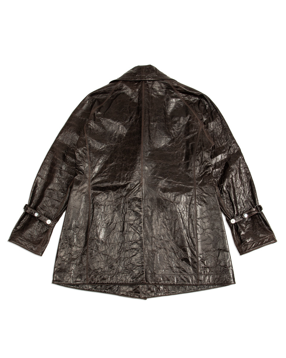 MotivMfg Wrapped Leather Wind Coat - Aubergine Glazed French Lambskin - Standard & Strange