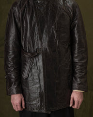 MotivMfg Wrapped Leather Wind Coat - Aubergine Glazed French Lambskin - Standard & Strange