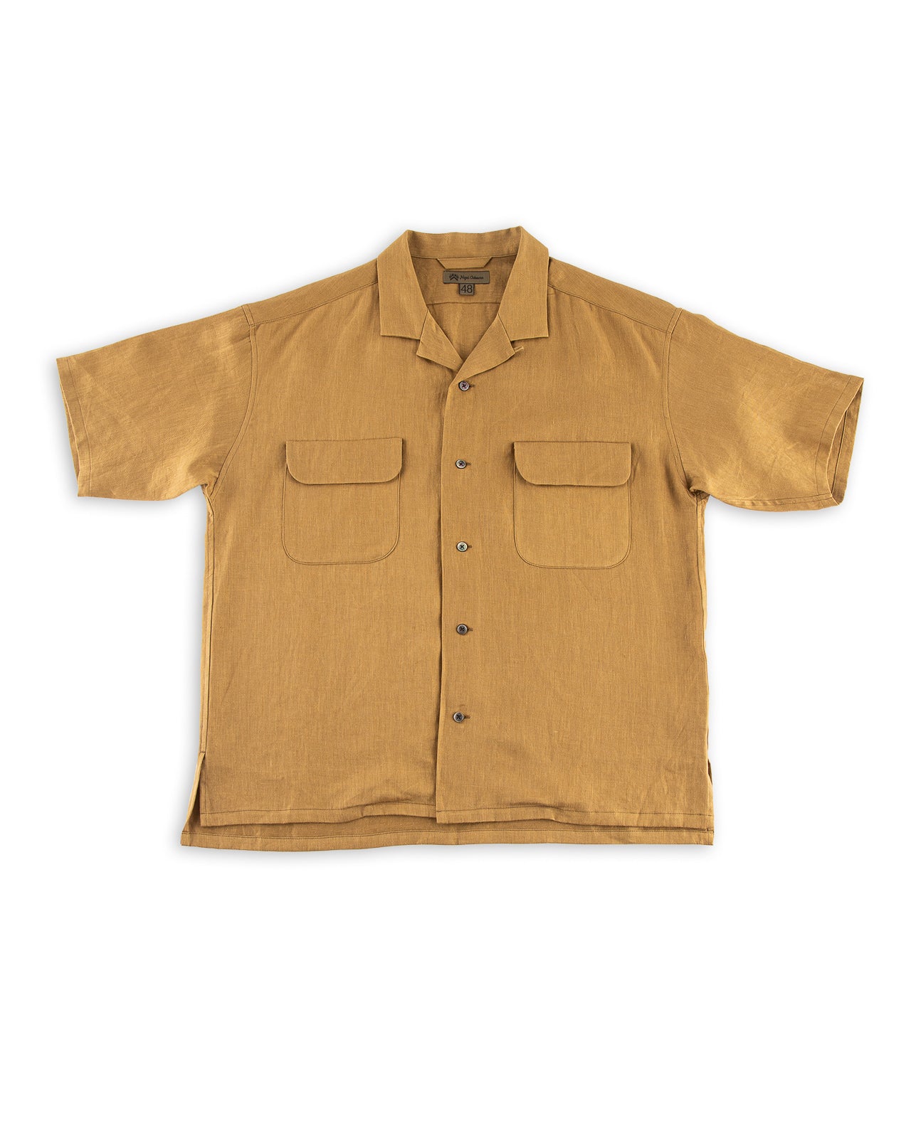 Nigel Cabourn Open Collar Shirt - Khaki Linen Twill – Standard 