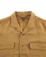 Nigel Cabourn Open Collar Shirt - Khaki Linen Twill - Standard & Strange