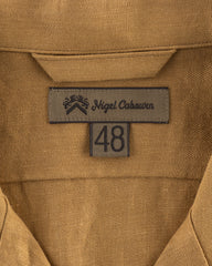 Nigel Cabourn Open Collar Shirt - Khaki Linen Twill - Standard & Strange