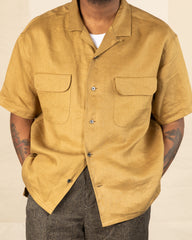 Nigel Cabourn Open Collar Shirt - Khaki Linen Twill - Standard & Strange