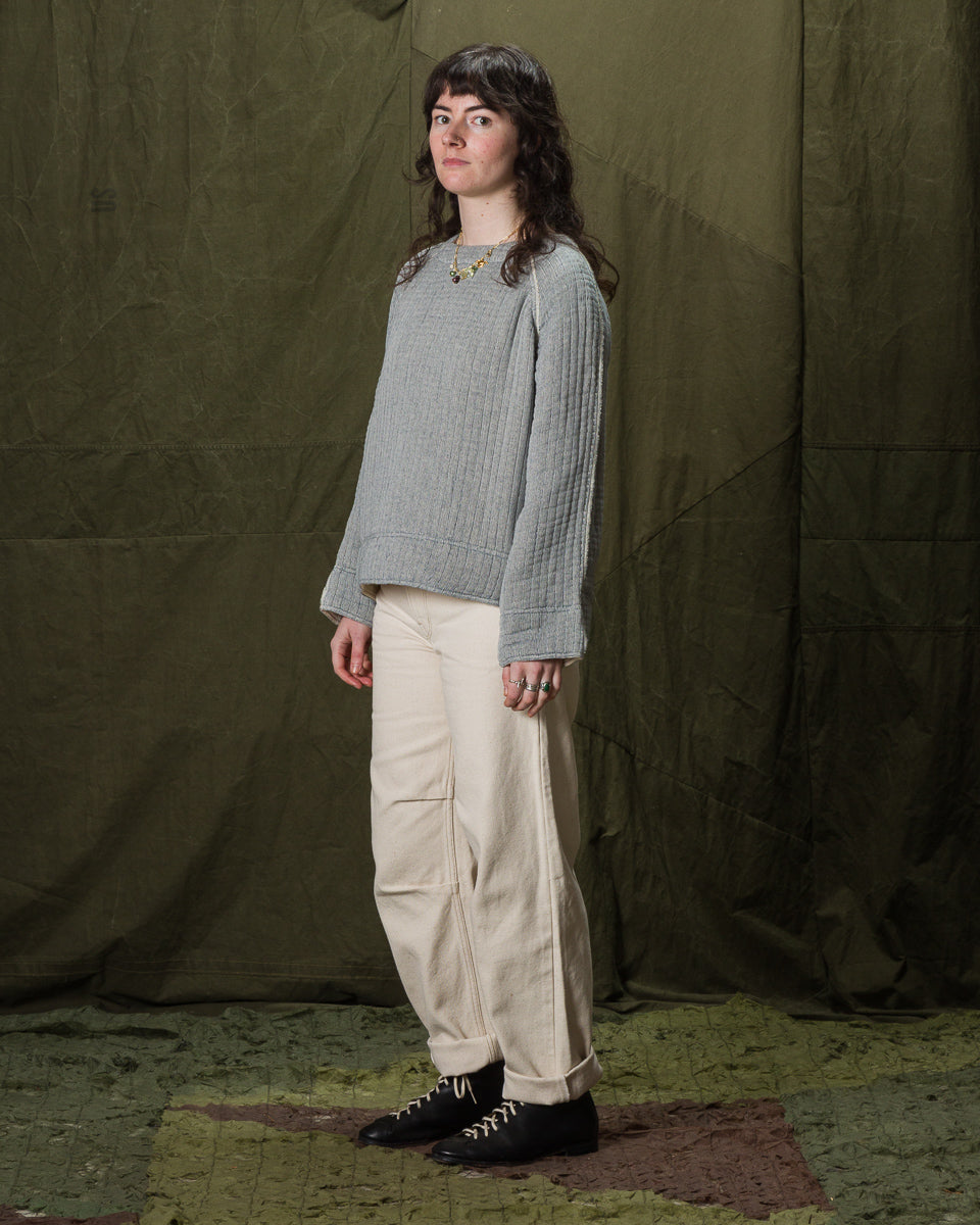 Nymane Together Quilted Sweatshirt - Natural/Indigo - Standard & Strange