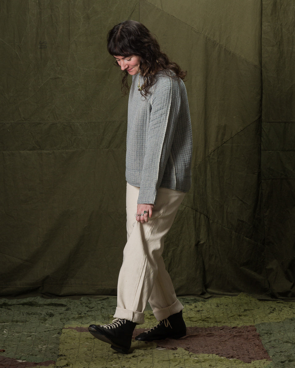 Nymane Together Quilted Sweatshirt - Natural/Indigo - Standard & Strange