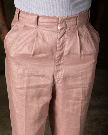 Attractions Double Pleats Linen Trousers - Pink - Standard & Strange
