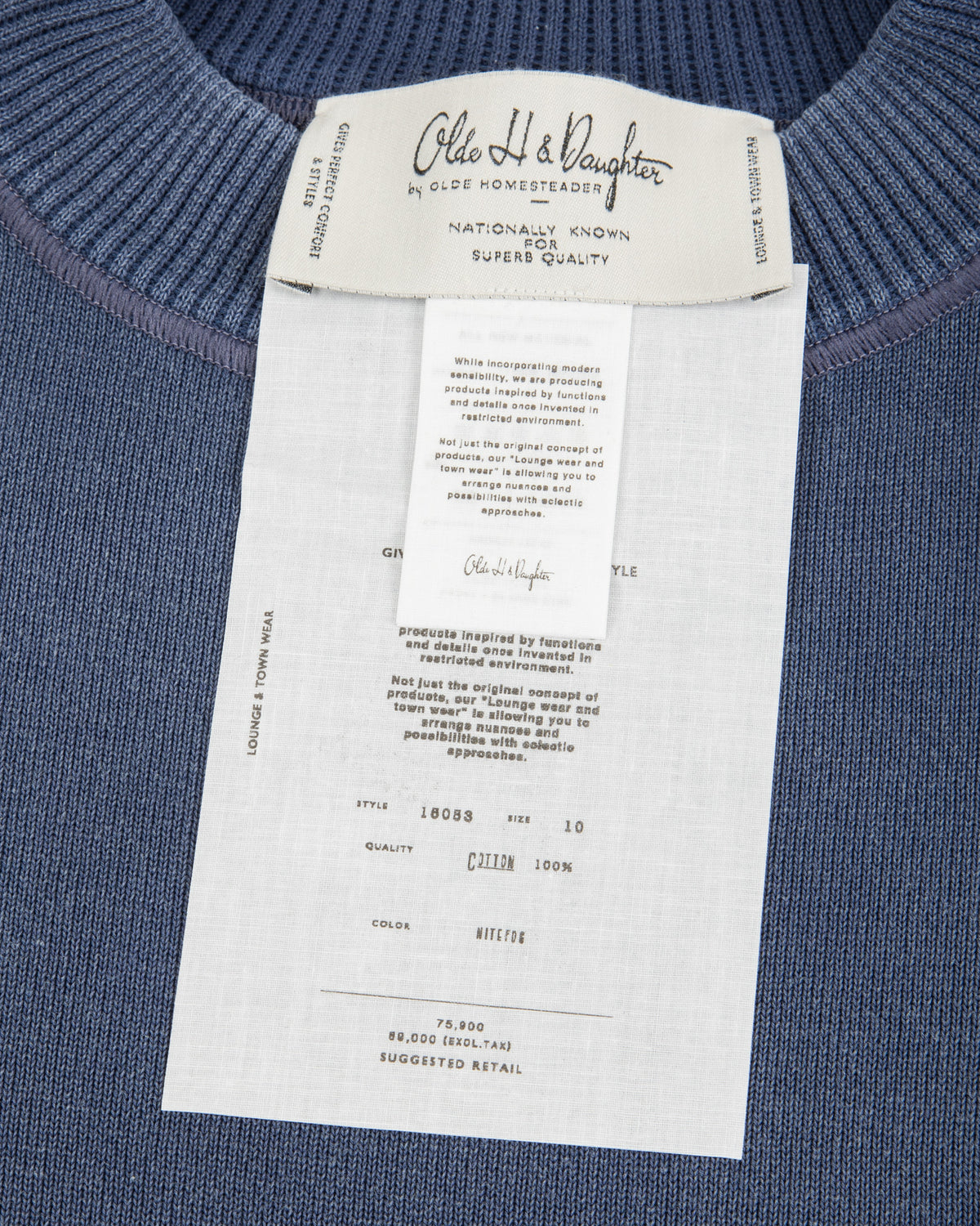 Olde H & Daughter Distressed Effect Cotton Pullover - Nitefog 10 - Standard & Strange