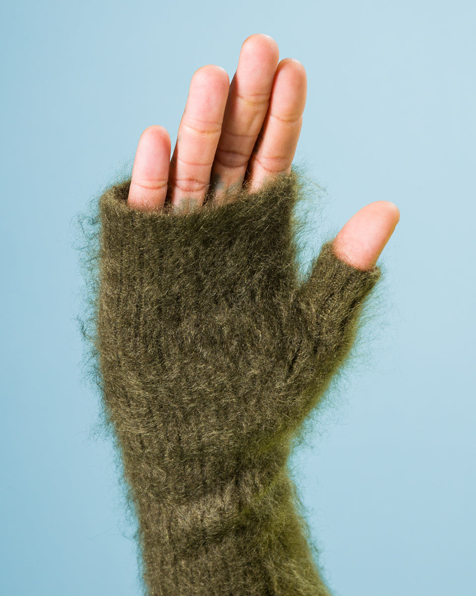Olde Homesteader & Daughter Fur Cashmere Gloves - Moss - Standard & Strange