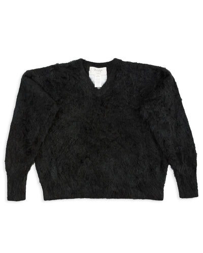 Olde H & Daughter Fur Cashmere V Pullover - Black 10 - Standard & Strange