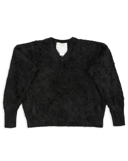Olde H & Daughter Fur Cashmere V Pullover - Black 10 - Standard & Strange