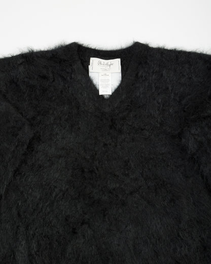 Olde H & Daughter Fur Cashmere V Pullover - Black 10 - Standard & Strange