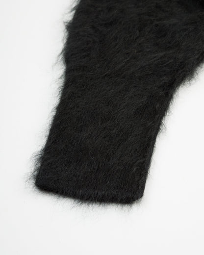 Olde H & Daughter Fur Cashmere V Pullover - Black 10 - Standard & Strange