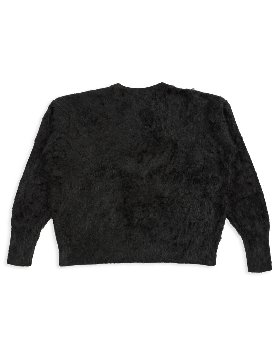 Olde H & Daughter Fur Cashmere V Pullover - Black 10 - Standard & Strange