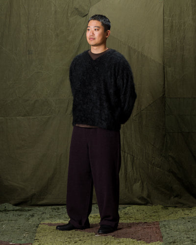 Olde H & Daughter Fur Cashmere V Pullover - Black 10 - Standard & Strange