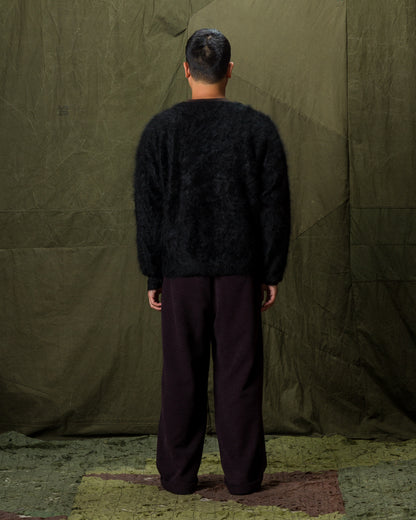 Olde H & Daughter Fur Cashmere V Pullover - Black 10 - Standard & Strange