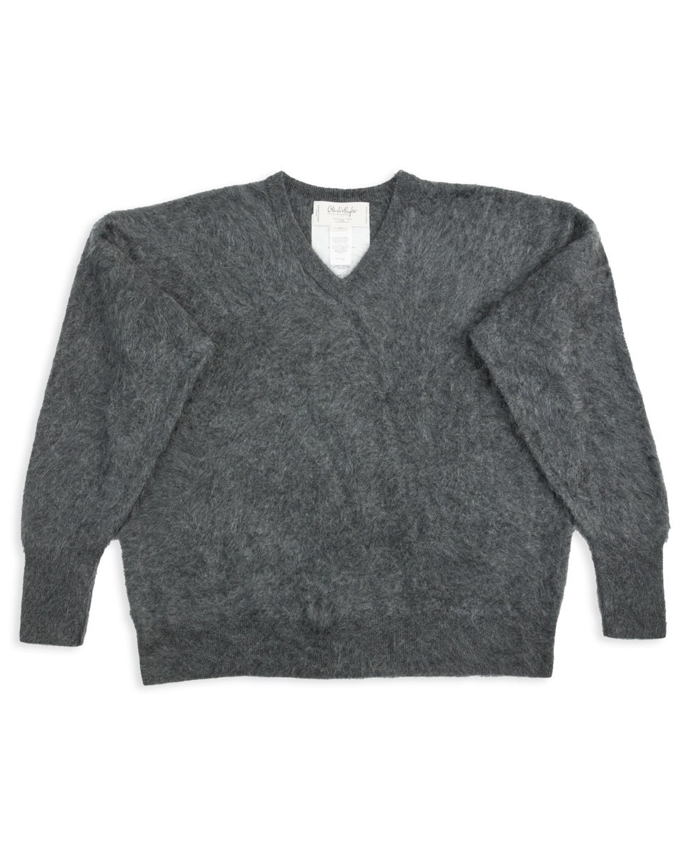 Olde Homesteader & Daughter Fur Cashmere V Pullover - Charcoal - Standard & Strange