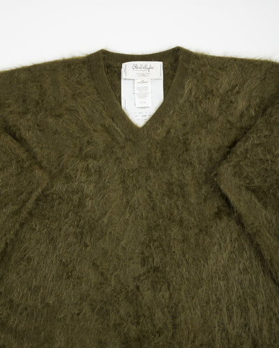 Olde Homesteader & Daughter Fur Cashmere V Pullover - Moss 10 - Standard & Strange