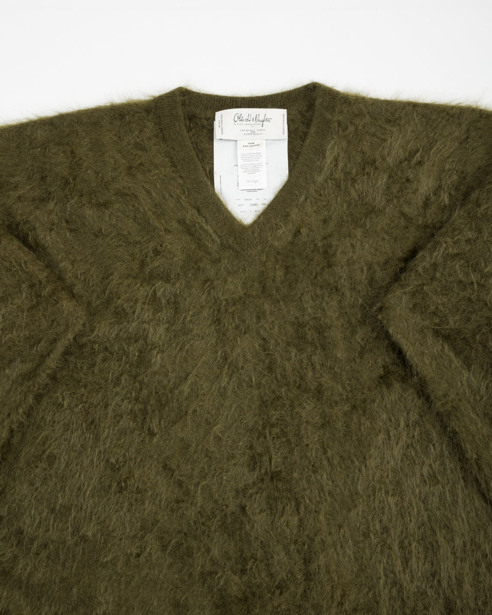 Olde Homesteader & Daughter Fur Cashmere V Pullover - Moss 10 - Standard & Strange