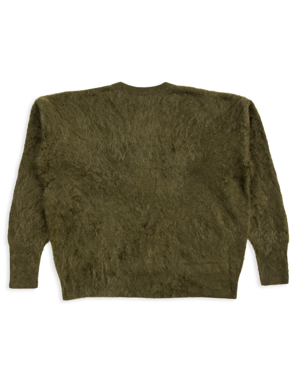 Olde Homesteader & Daughter Fur Cashmere V Pullover - Moss 10 - Standard & Strange