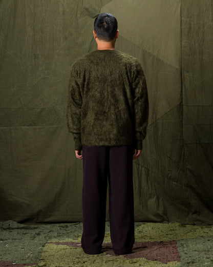 Olde Homesteader & Daughter Fur Cashmere V Pullover - Moss 10 - Standard & Strange