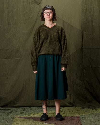 Olde Homesteader & Daughter Fur Cashmere V Pullover - Moss 10 - Standard & Strange