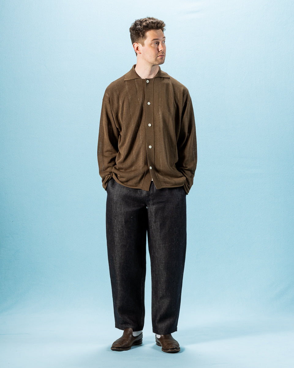 Olde H & Daughter Jyarijyari Silk Collared Shirt - Algae - Standard & Strange