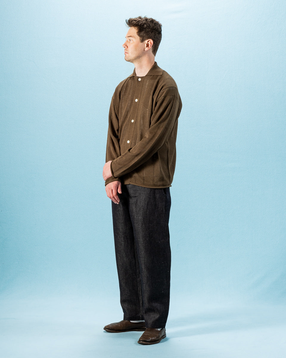 Olde H & Daughter Jyarijyari Silk Collared Shirt - Algae - Standard & Strange