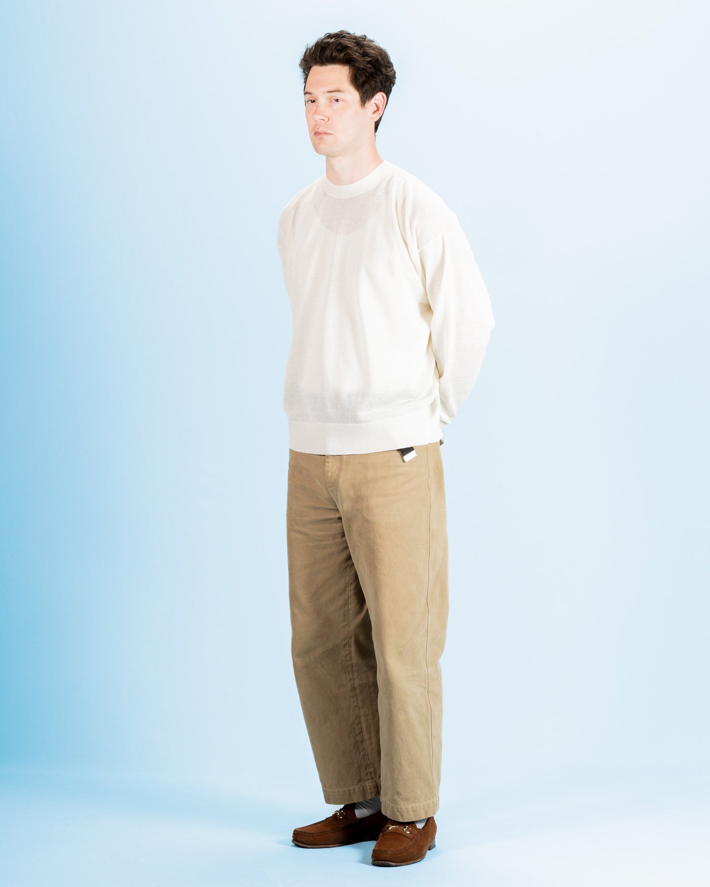Olde H & Daughter Jyarijyari Silk Crew Pullover - Ecru - Standard & Strange