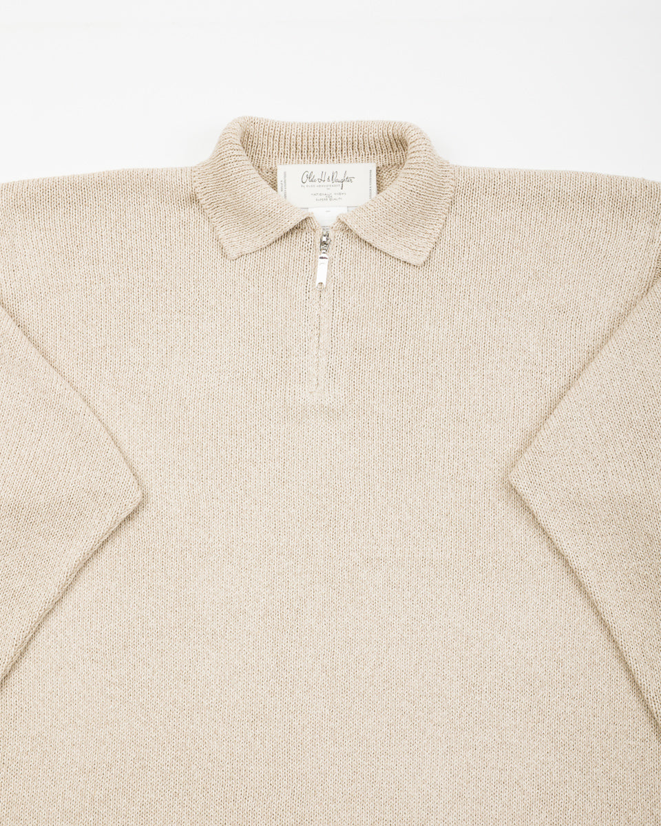 Olde Homesteader & Daughter Silk Cotton Half Zip Pullover - Stone 08 - Standard & Strange