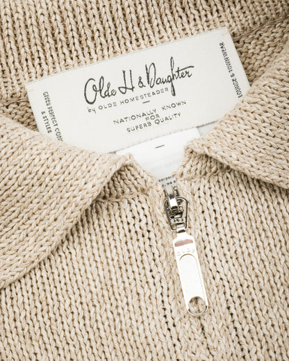 Olde Homesteader & Daughter Silk Cotton Half Zip Pullover - Stone 08 - Standard & Strange