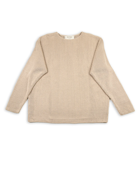 Silk Hand Knitting Heavyweight Rib Pullover - Beige 8