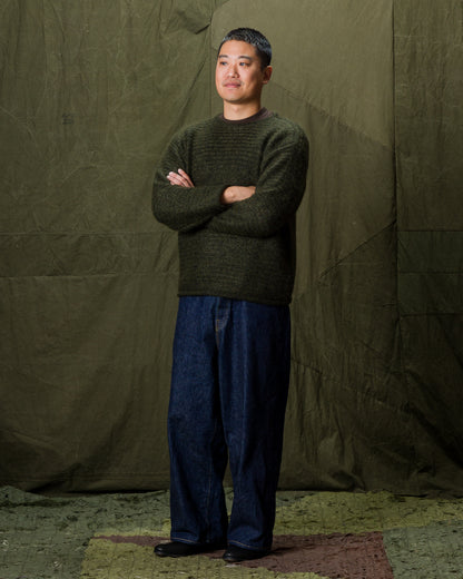 Olde Homesteader & Daughter Silk Mohair Wrap Stitches Pullover - Dark Forest 10 - Standard & Strange