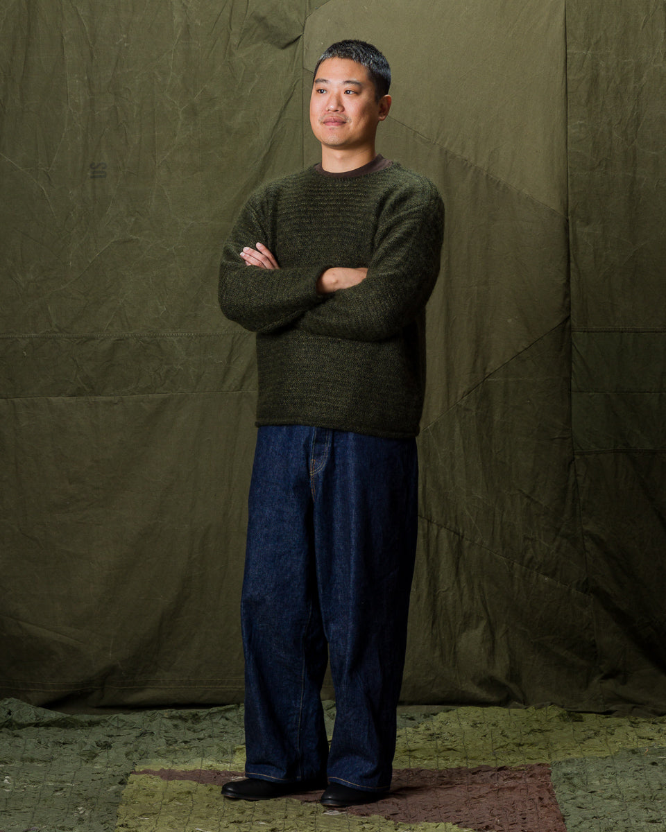 Olde Homesteader & Daughter Silk Mohair Wrap Stitches Pullover - Dark Forest 10 - Standard & Strange