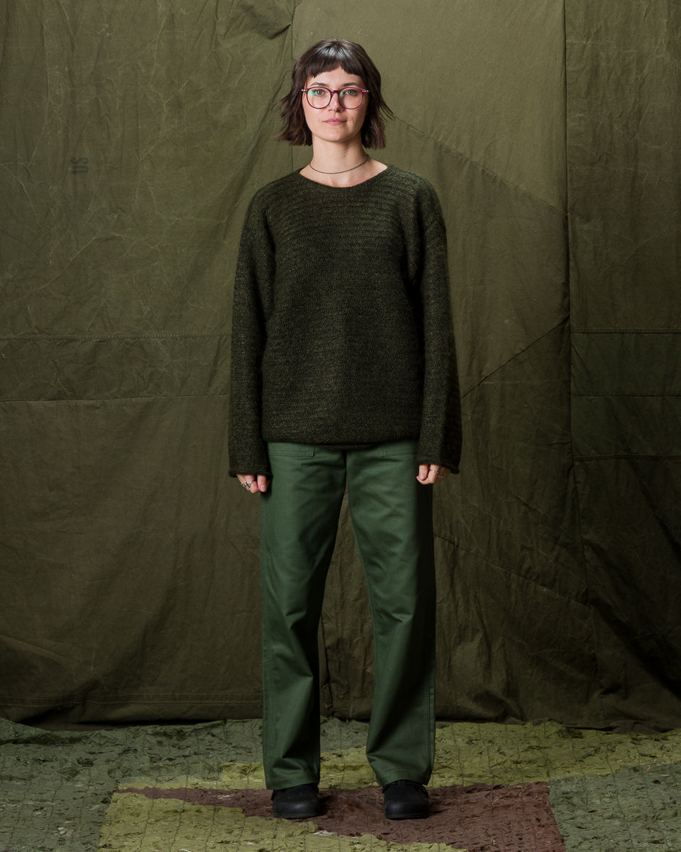 Olde Homesteader & Daughter Silk Mohair Wrap Stitches Pullover - Dark Forest 10 - Standard & Strange