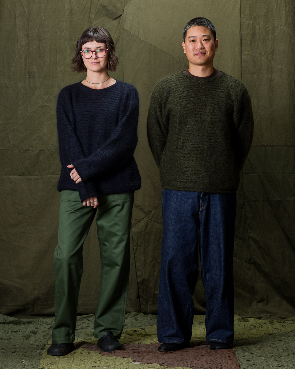 Olde Homesteader & Daughter Silk Mohair Wrap Stitches Pullover - Dark Forest 10 - Standard & Strange