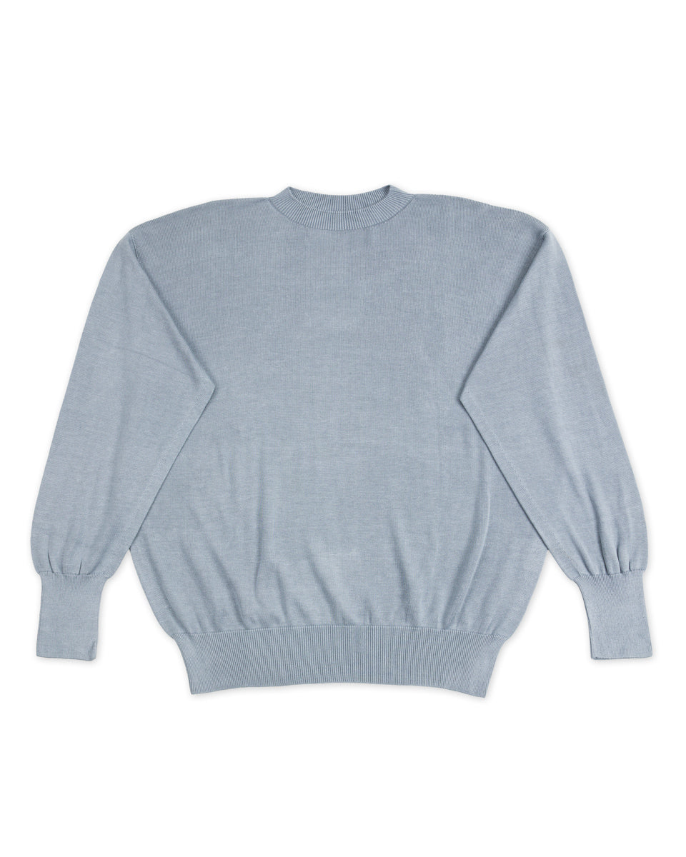 Olde Homesteader & Daughter Silk Plain Stitch Crewneck L/S - Blue Stone 10 - Standard & Strange