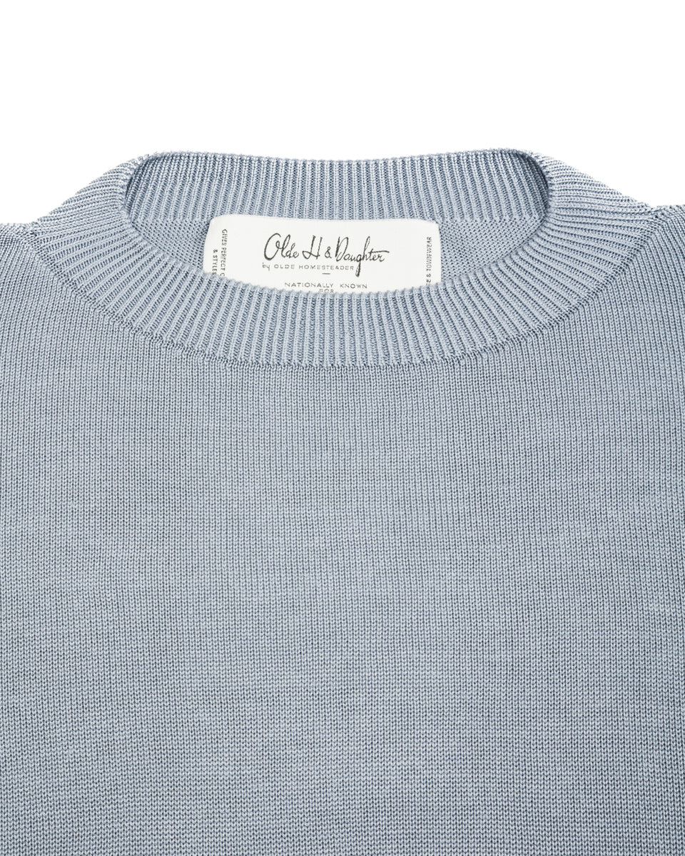 Olde Homesteader & Daughter Silk Plain Stitch Crewneck L/S - Blue Stone 10 - Standard & Strange