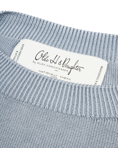 Olde Homesteader & Daughter Silk Plain Stitch Crewneck L/S - Blue Stone 10 - Standard & Strange