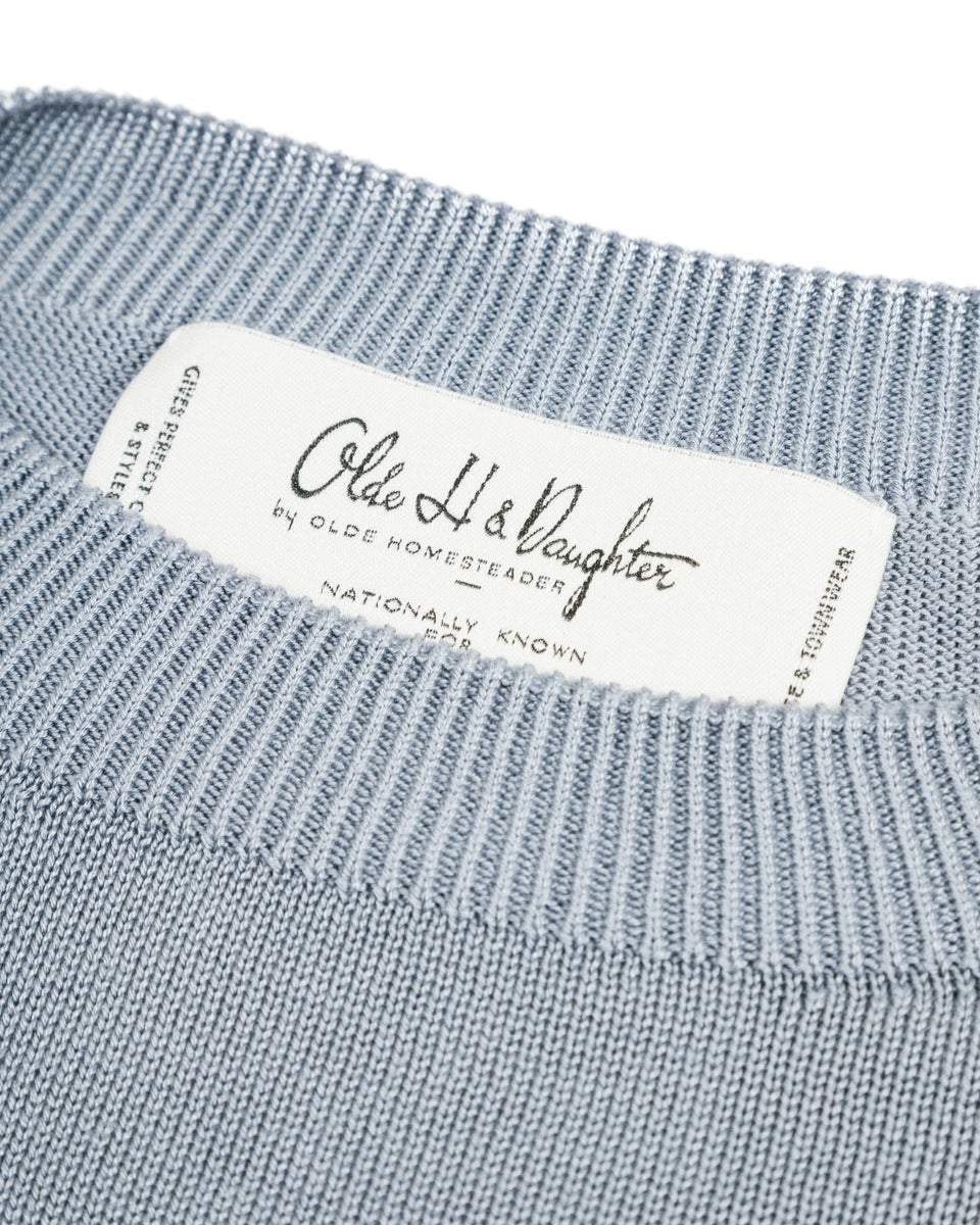 Olde Homesteader & Daughter Silk Plain Stitch Crewneck L/S - Blue Stone 10 - Standard & Strange