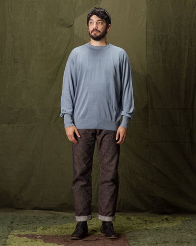 Olde Homesteader & Daughter Silk Plain Stitch Crewneck L/S - Blue Stone 10 - Standard & Strange