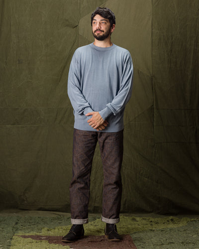 Olde Homesteader & Daughter Silk Plain Stitch Crewneck L/S - Blue Stone 10 - Standard & Strange