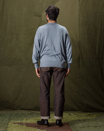 Olde Homesteader & Daughter Silk Plain Stitch Crewneck L/S - Blue Stone 10 - Standard & Strange