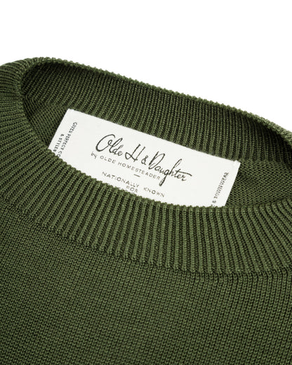 Olde Homesteader & Daughter Silk Plain Stitch Crewneck L/S - Dark Ivy 10 - Standard & Strange