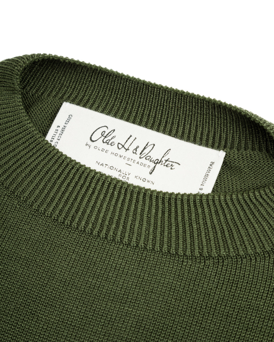 Olde Homesteader & Daughter Silk Plain Stitch Crewneck L/S - Dark Ivy 10 - Standard & Strange