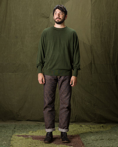 Olde Homesteader & Daughter Silk Plain Stitch Crewneck L/S - Dark Ivy 10 - Standard & Strange