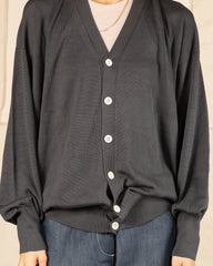 Olde Homesteader & Daughter Silk Plain Stitch V Neck Cardigan - Charcoal 10 - Standard & Strange