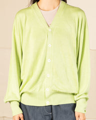 Olde Homesteader & Daughter Silk Plain Stitch V Neck Cardigan - Pistachio 10 - Standard & Strange