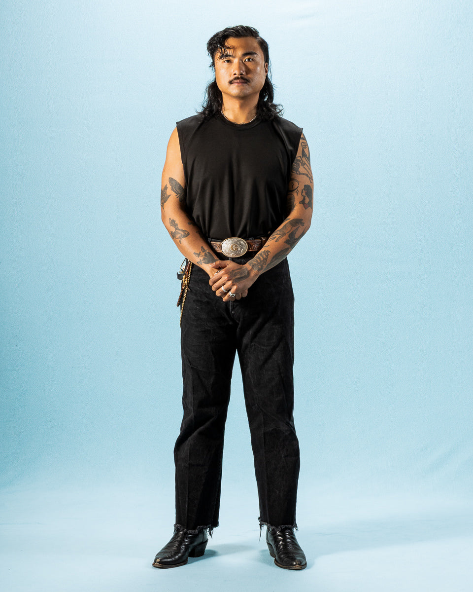 Olde Homesteader & Daughter Silk Tight Tension Middle Plain Stitches Tank - Black - Standard & Strange