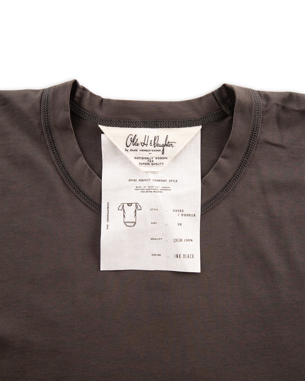 Olde Homesteader & Daughter Suvin Plain Stitch Crewneck S/S - Ink Black - Standard & Strange